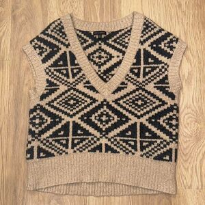Banana Republic Heritage Oversized Sweater Vest Geometric Jacquard Womens L
